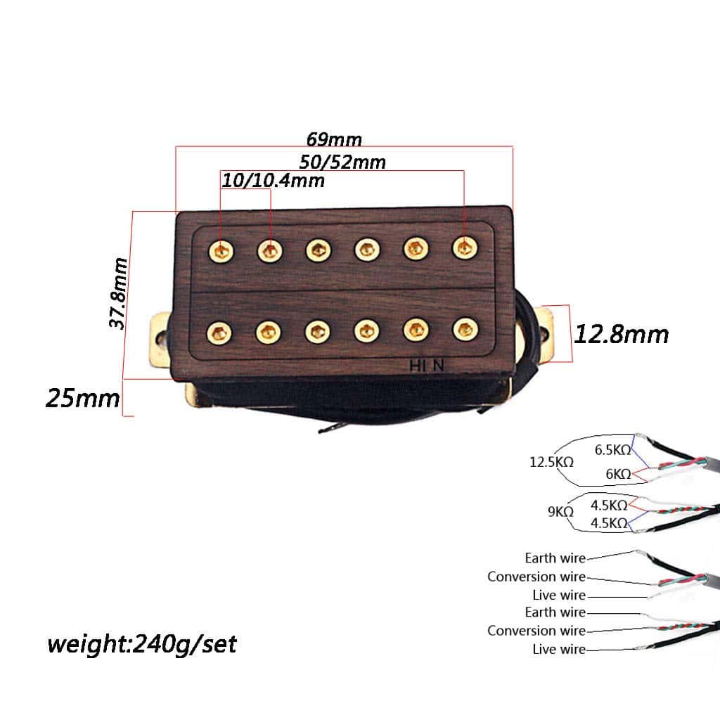 Alnicov Guitar Pickup 50 52mm 6 String Electric Guitar - Imagen 7