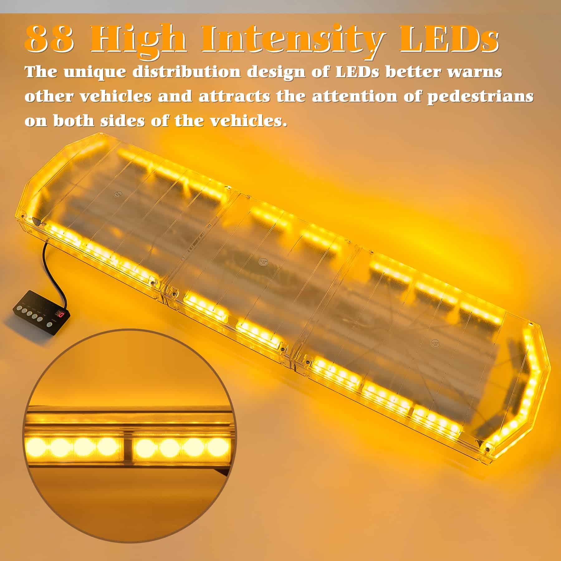 V-SEK 48 Pulgadas 88 LED Barra de Luz de Emergencia Ámbar - Imagen 3