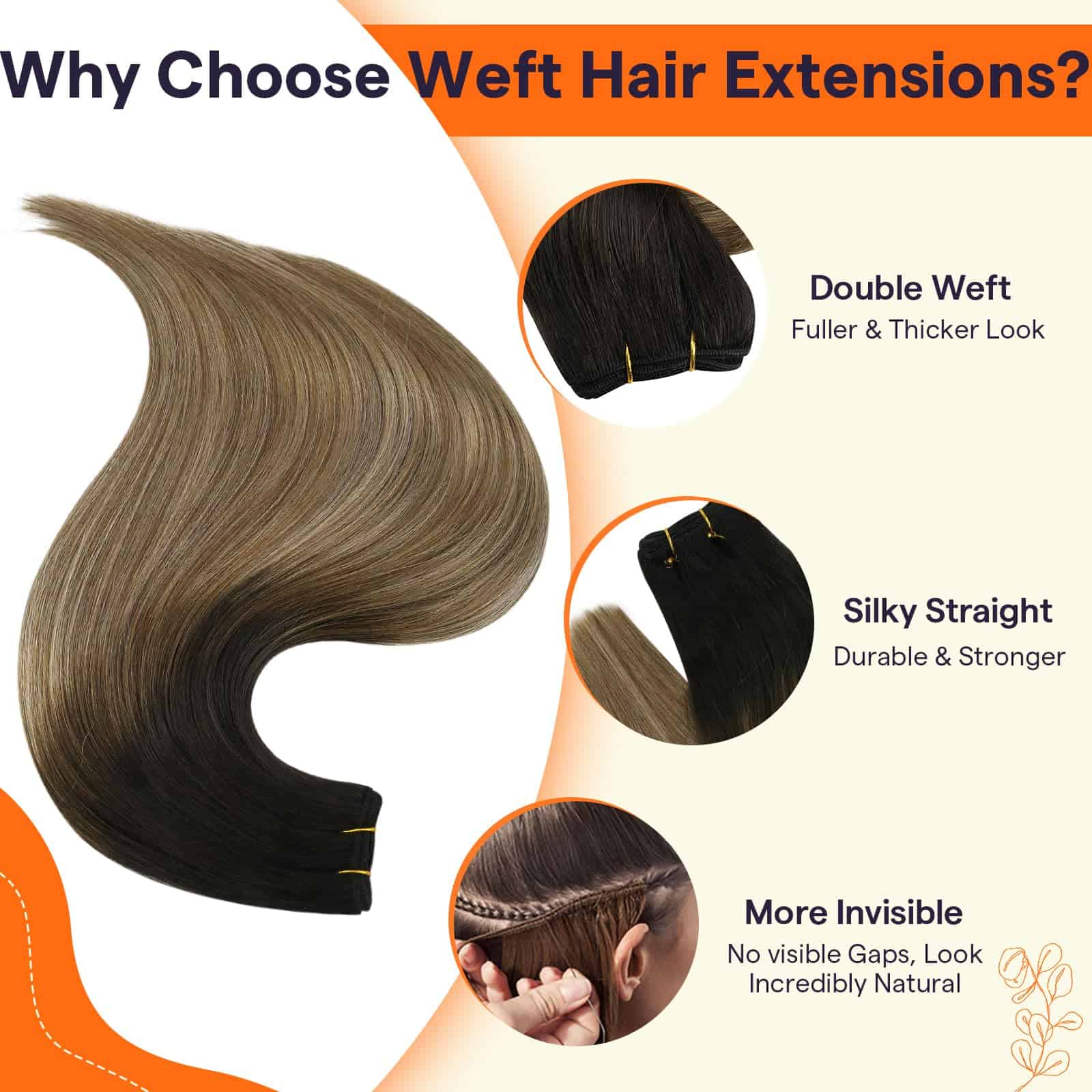 Extensiones de Cabello Weft Full Shine Cabello Humano - Imagen 3