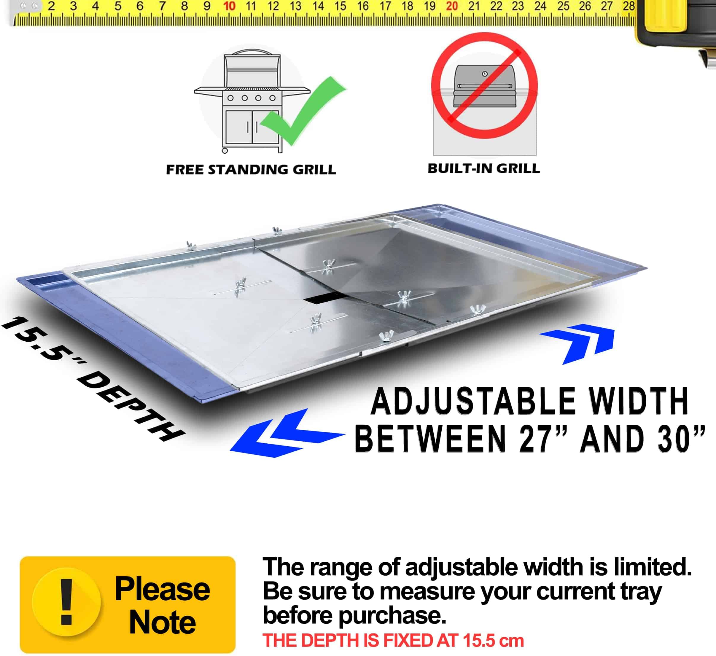 Bandeja de Grasa Ajustable para Parrilla de Gas (27-30 - Imagen 3