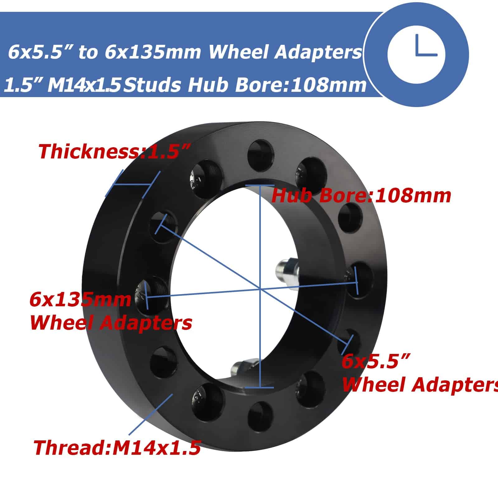 Espaciadores de rueda 6x5.5 a 6x135 para Silverado Tahoe - Imagen 3