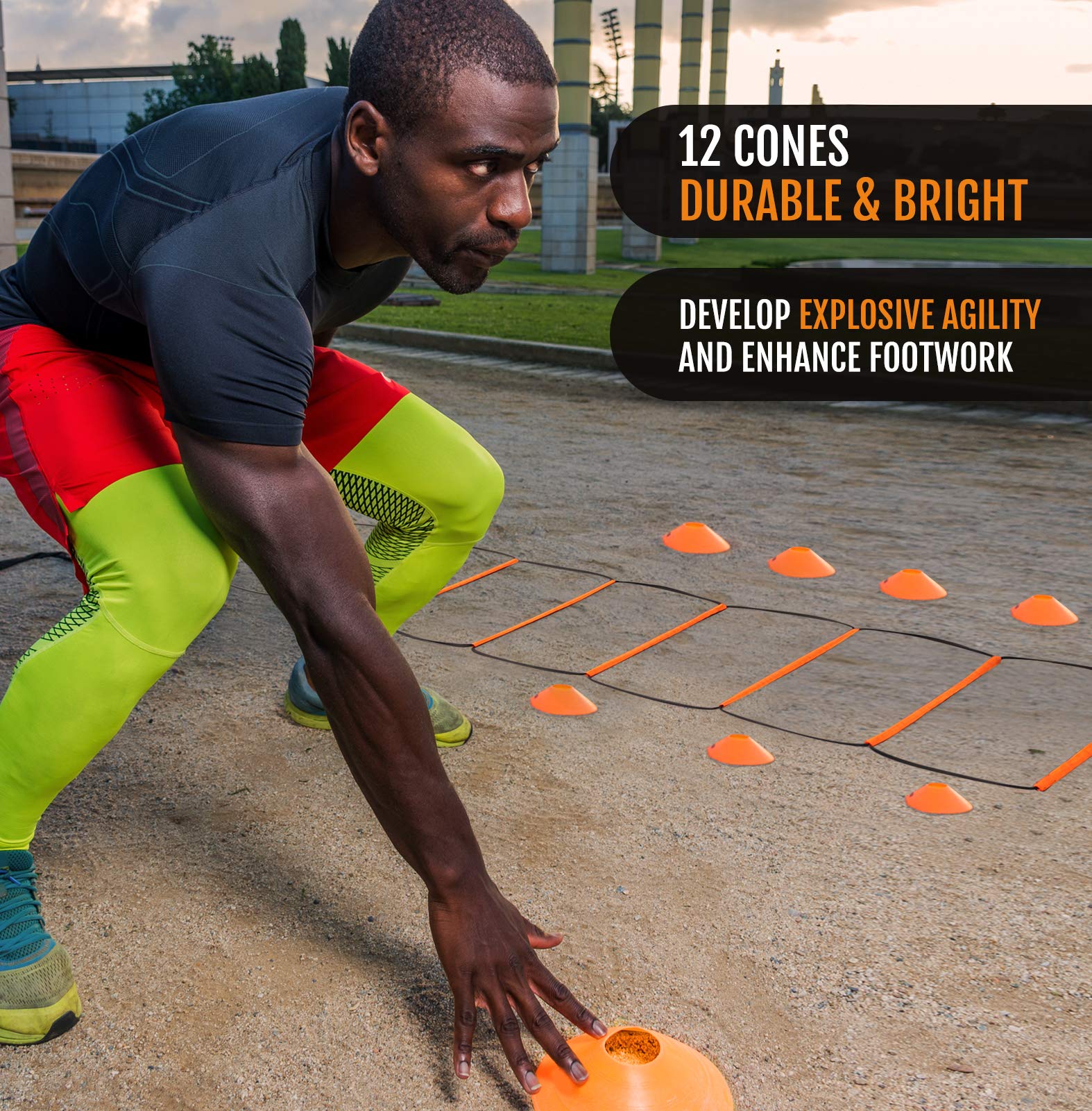 ALPHAWORX Juego de Escalera de Agilidad Todo en Uno Equipo - Imagen 7