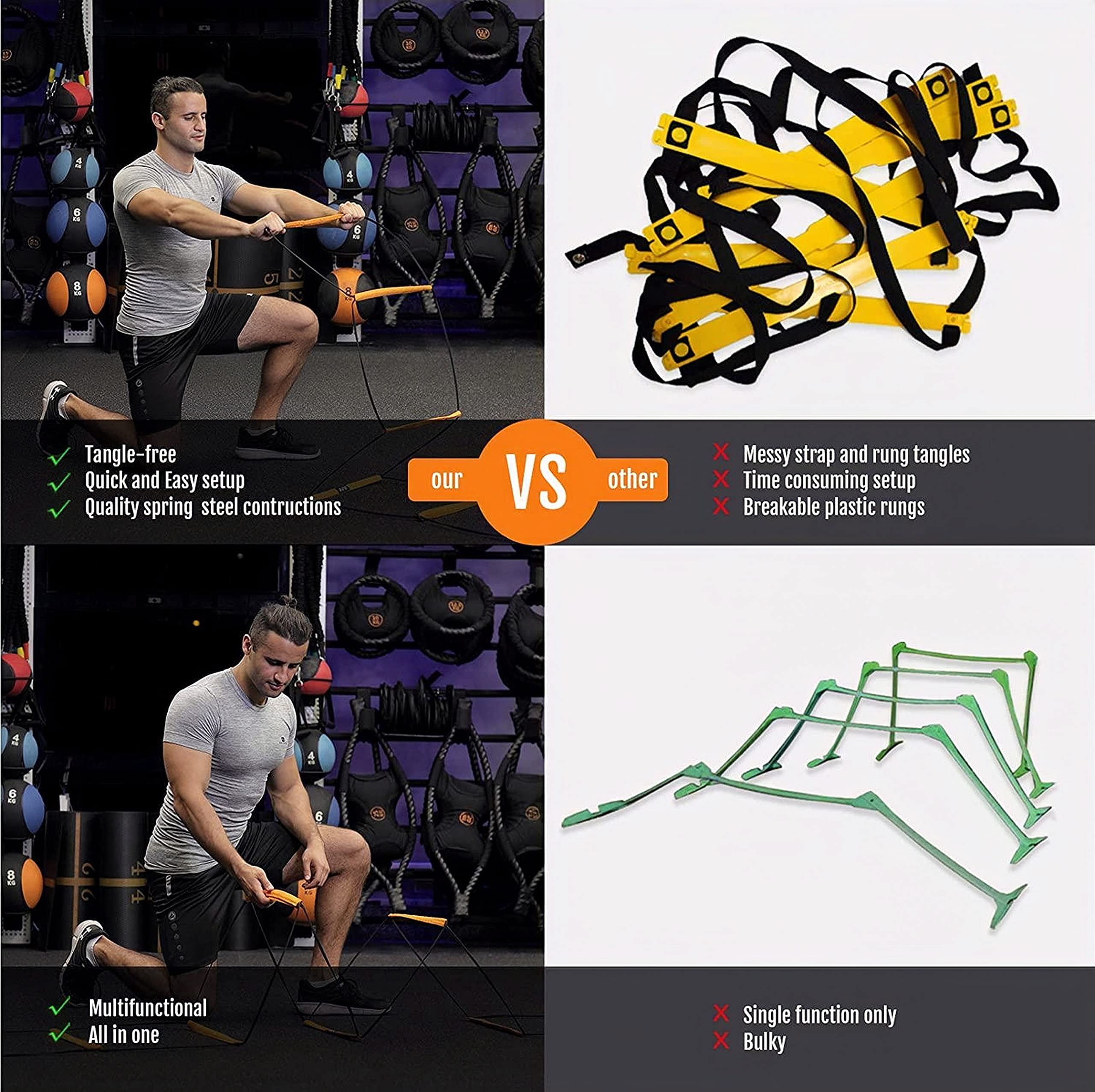 ALPHAWORX Juego de Escalera de Agilidad Todo en Uno Equipo - Imagen 5