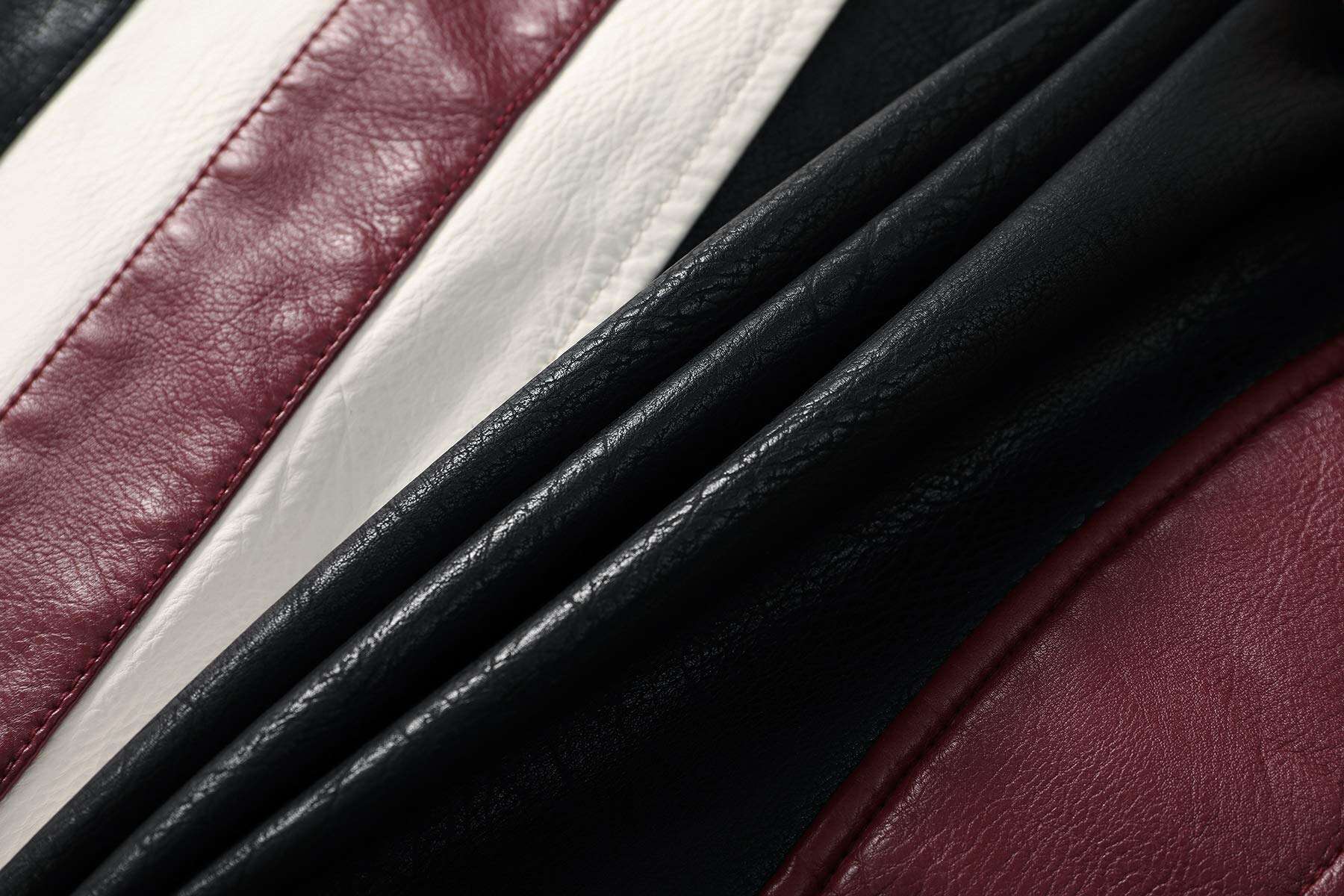 Chaqueta de cuero de moto para hombre con cuello alto de - Imagen 7