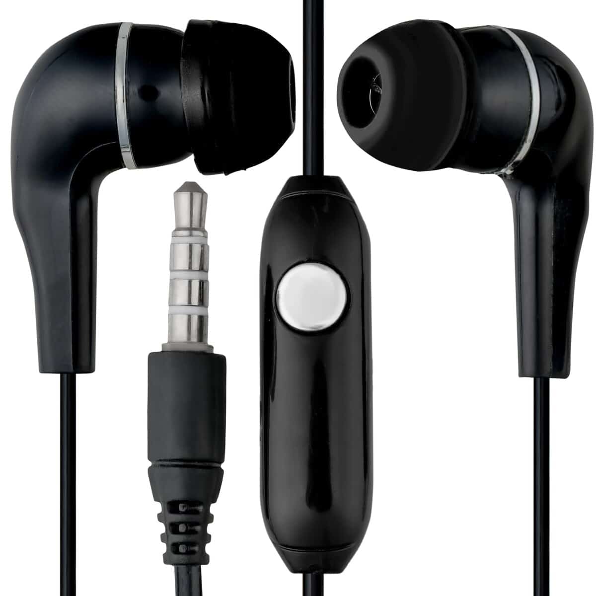 Paquete a granel de 25 auriculares negros/plata con