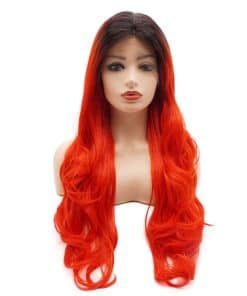 Peluca Sintética de Encaje Frontal Ombre Dos Tonos Raíz