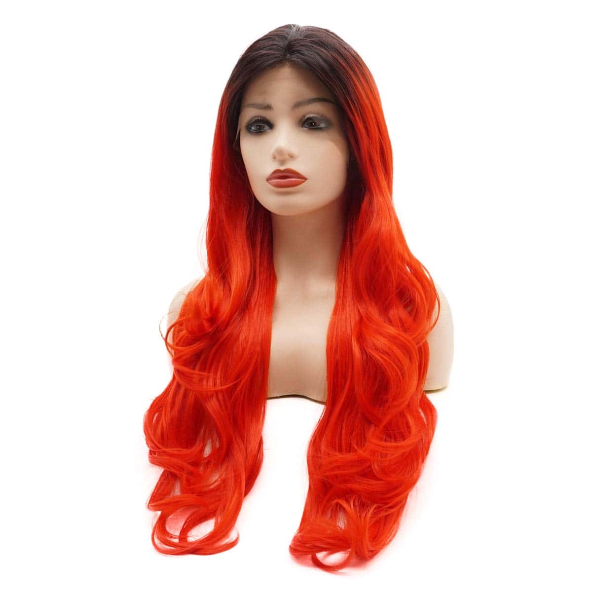 Peluca Sintética de Encaje Frontal Ombre Dos Tonos Raíz - Imagen 4