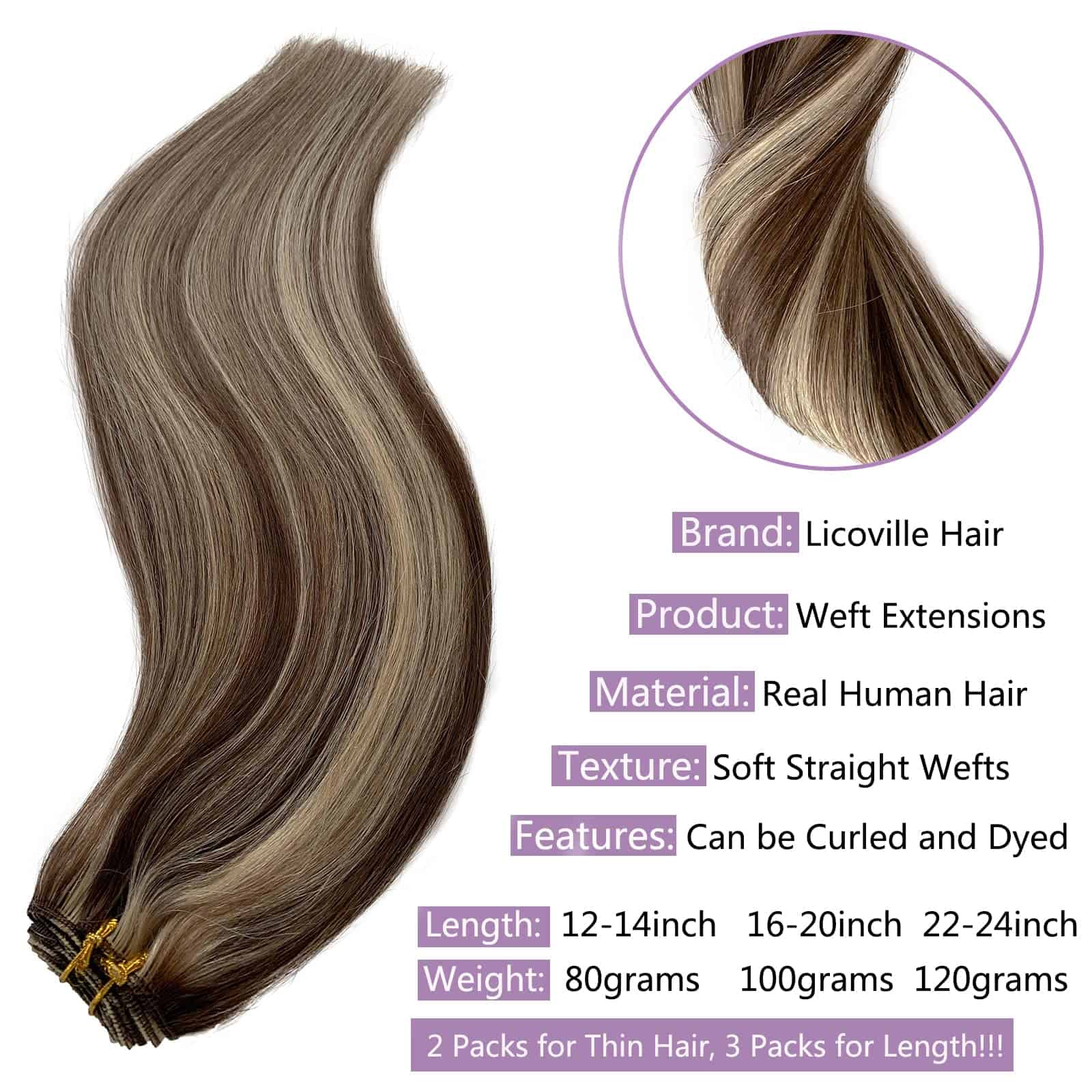 Extensiones de Cabello Tejidas Humanas Rubias Marrón 16 - Imagen 3
