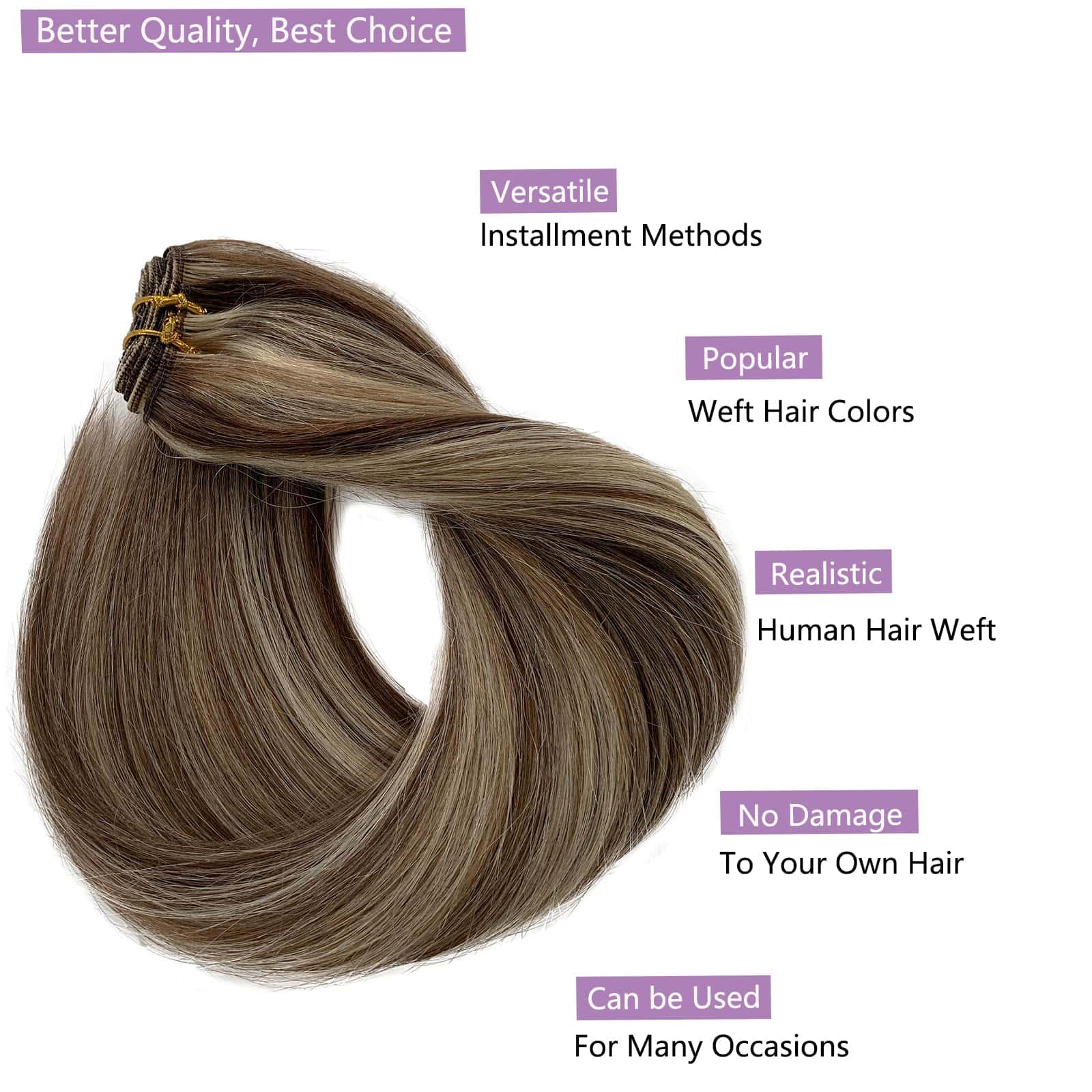 Extensiones de Cabello Tejidas Humanas Rubias Marrón 16 - Imagen 5