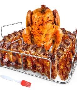 RUSFOL Soporte para Pollo Cervecero y Costillas con Brocha