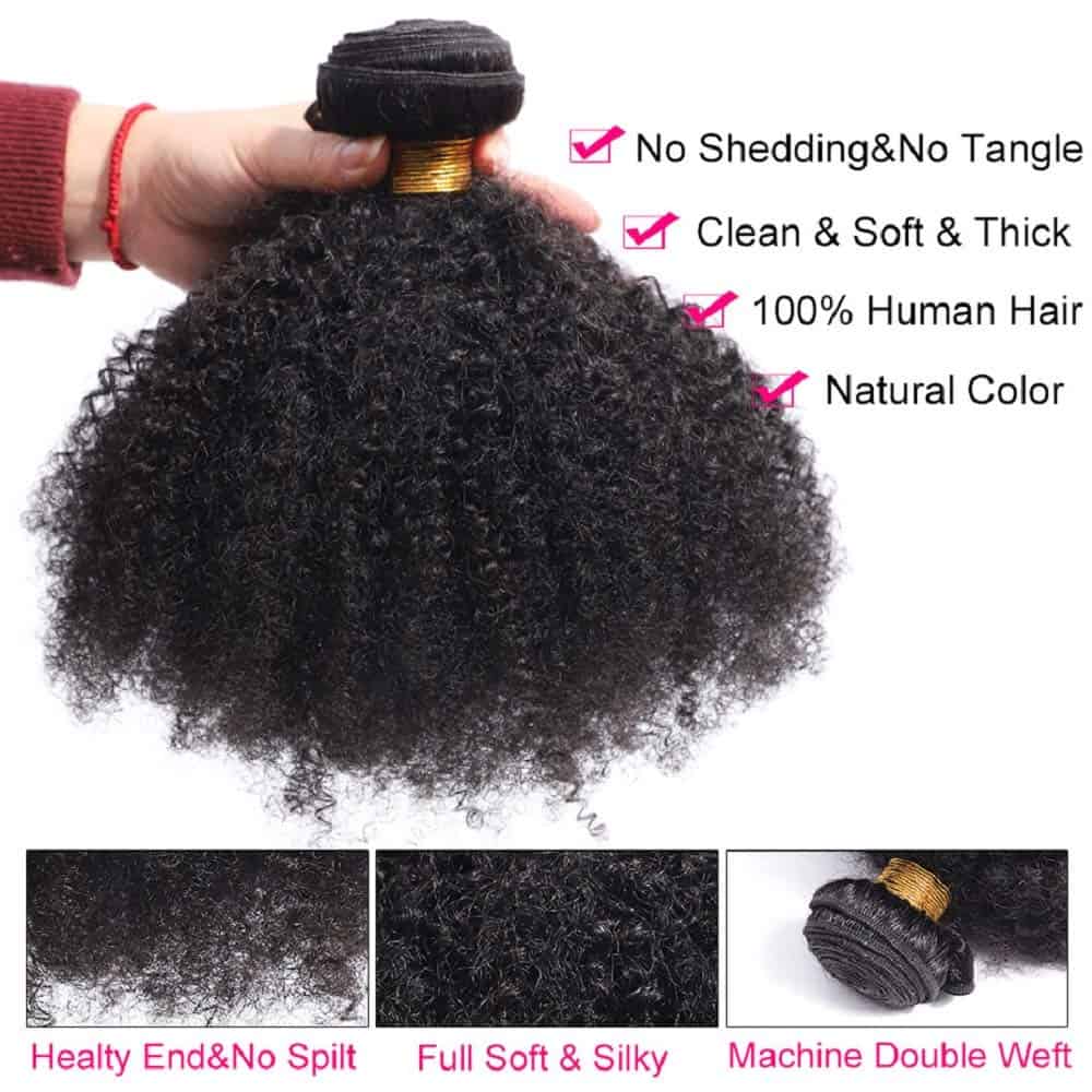 Paquetes de Cabello Humano Rizado Afro Mongol 4B 4C, - Imagen 5