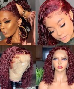 Jasperel 99j Peluca Frontal de Encaje Bob Borgoña Pelo