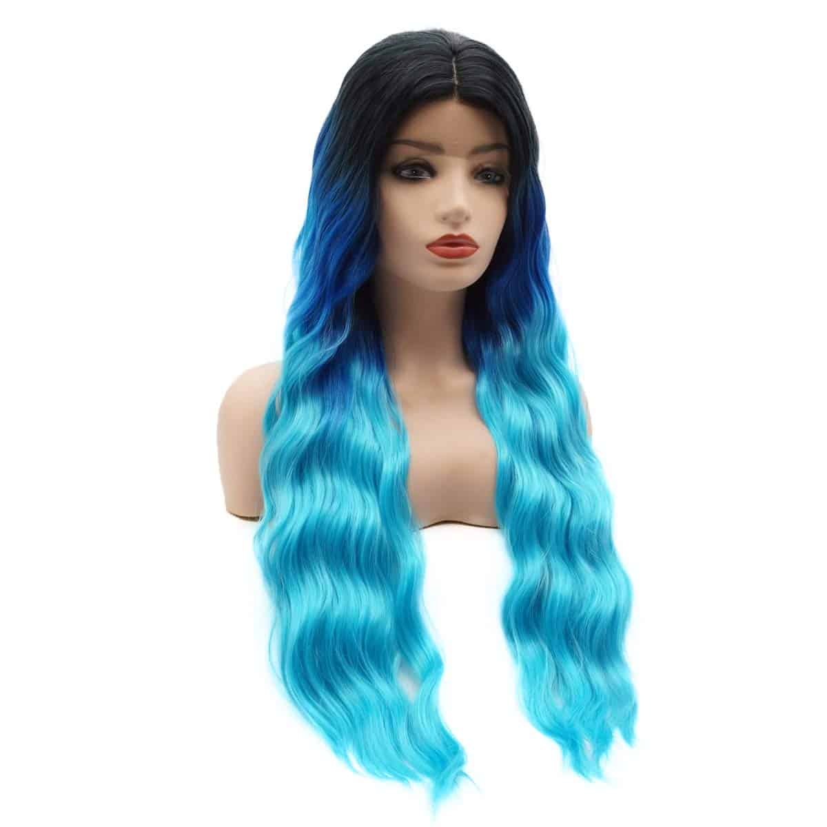 Peluca Sintética Realista de Encaje Frontal Largo y - Imagen 3