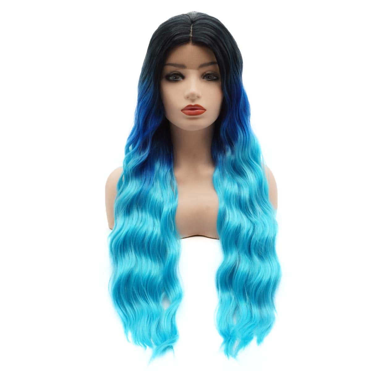 Peluca Sintética Realista de Encaje Frontal Largo y