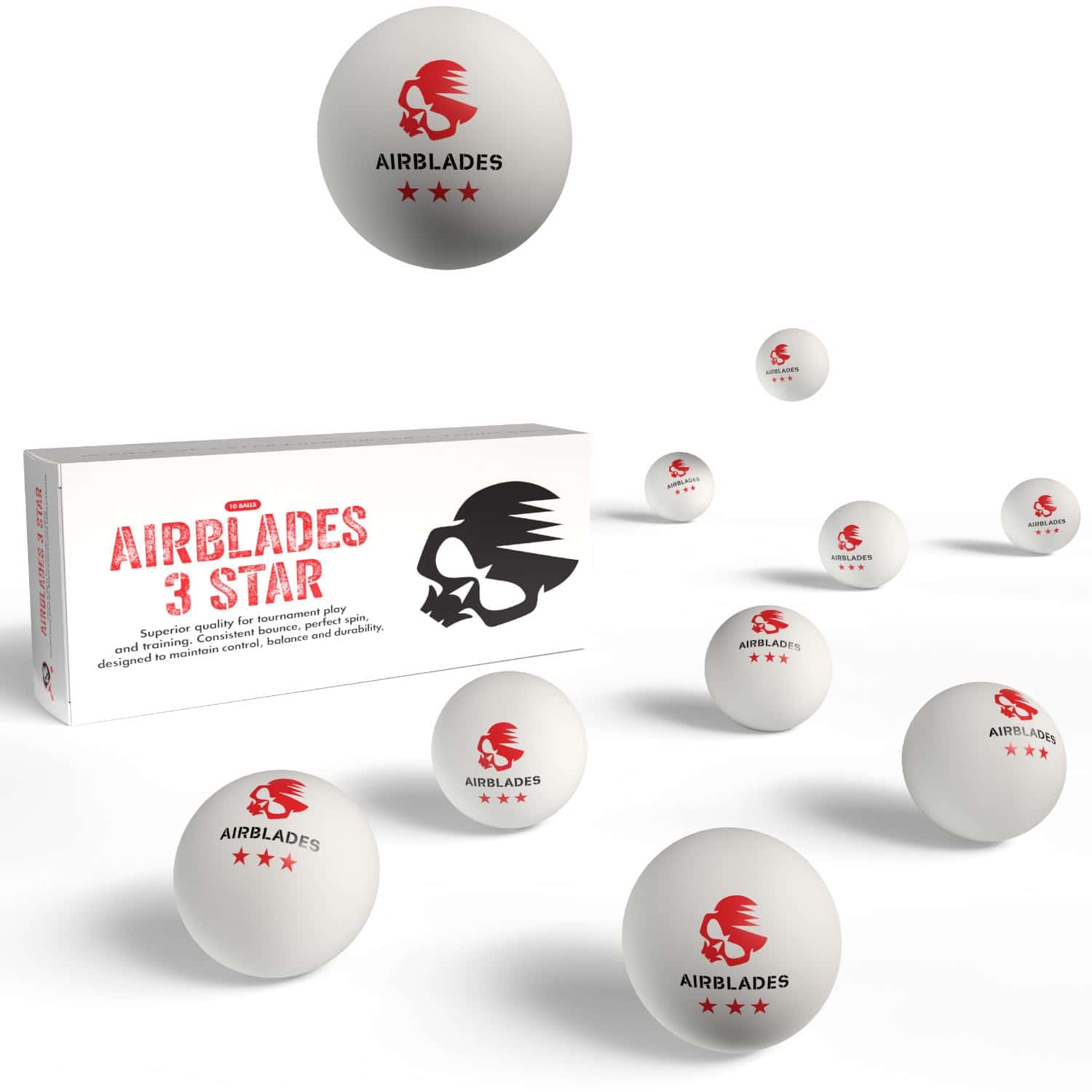 Pelotas de Ping Pong 3 Estrellas AirBlades | Paquete de 10