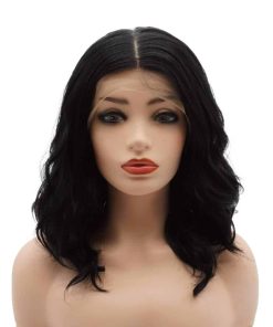 Peluca negra rizada corta de 14 pulgadas de alta densidad