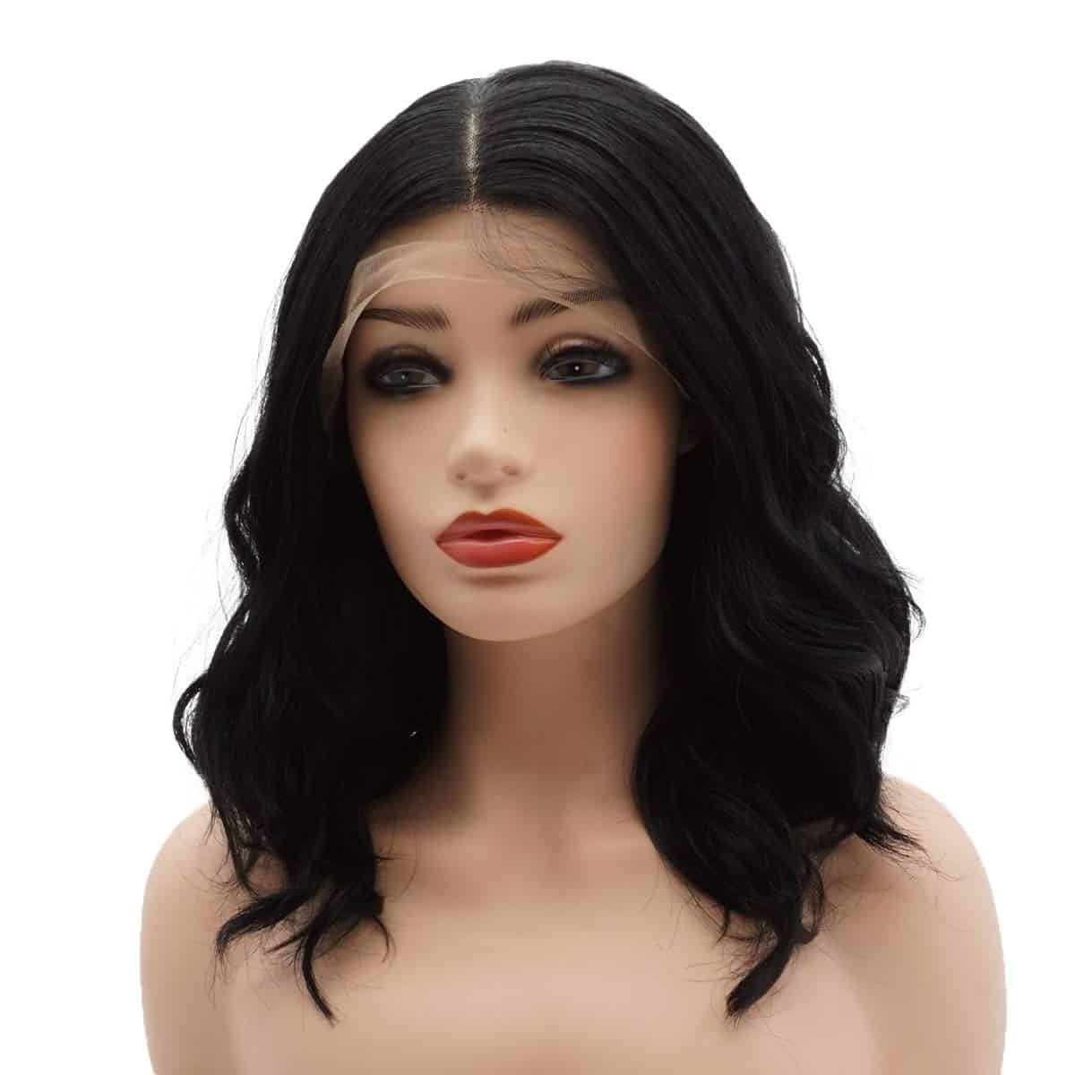 Peluca negra rizada corta de 14 pulgadas de alta densidad - Imagen 4