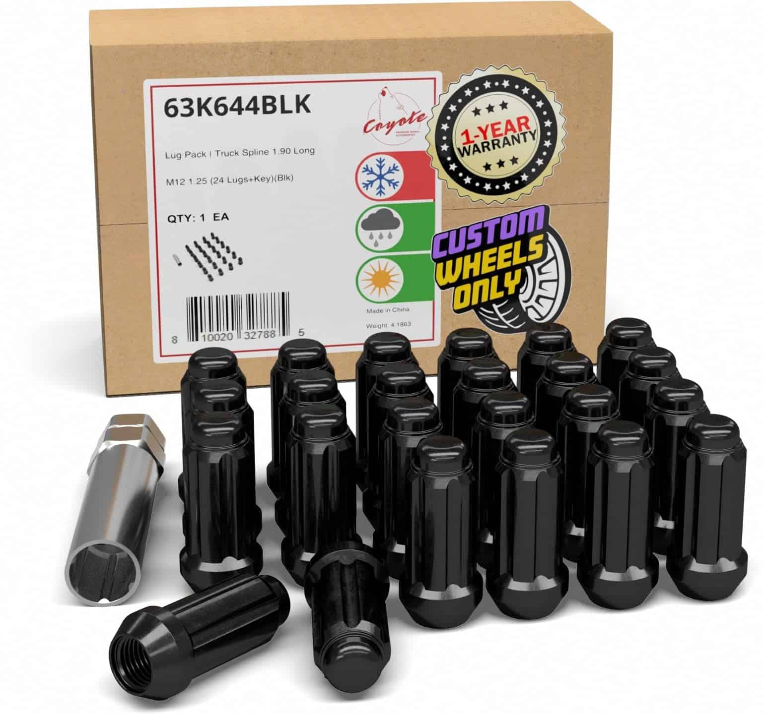 24 Pcs M12x1.25 12x1.25 Tuerca de seguridad para llantas de