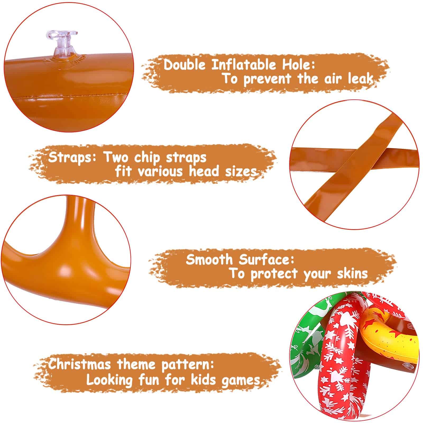 Juegos de Anillo de Cuerno de Reno Inflable Max Fun 4 Pack - Imagen 4