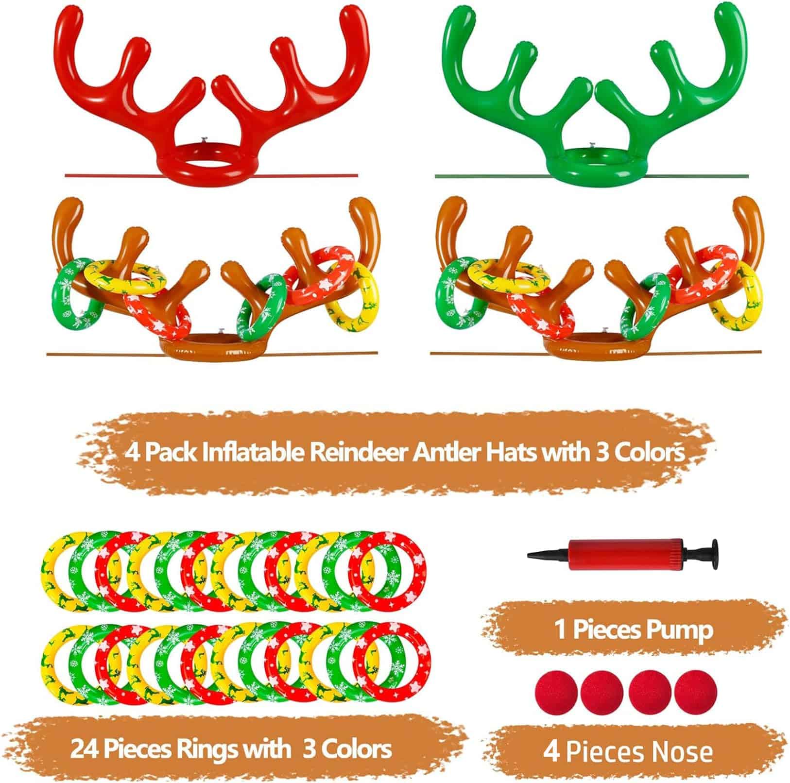 Juegos de Anillo de Cuerno de Reno Inflable Max Fun 4 Pack - Imagen 3