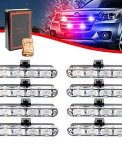 XTAUTO Luz Estroboscópica de Policía Roja-Azul 8 en 1 con