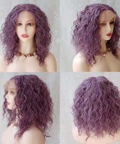 Peluca Rizada de Encaje Frontal Morado 13x6 Fdsweetzj,