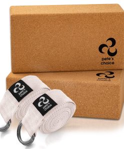 Bloques de Yoga de Corcho y Correas de Pete's Choice (2 de