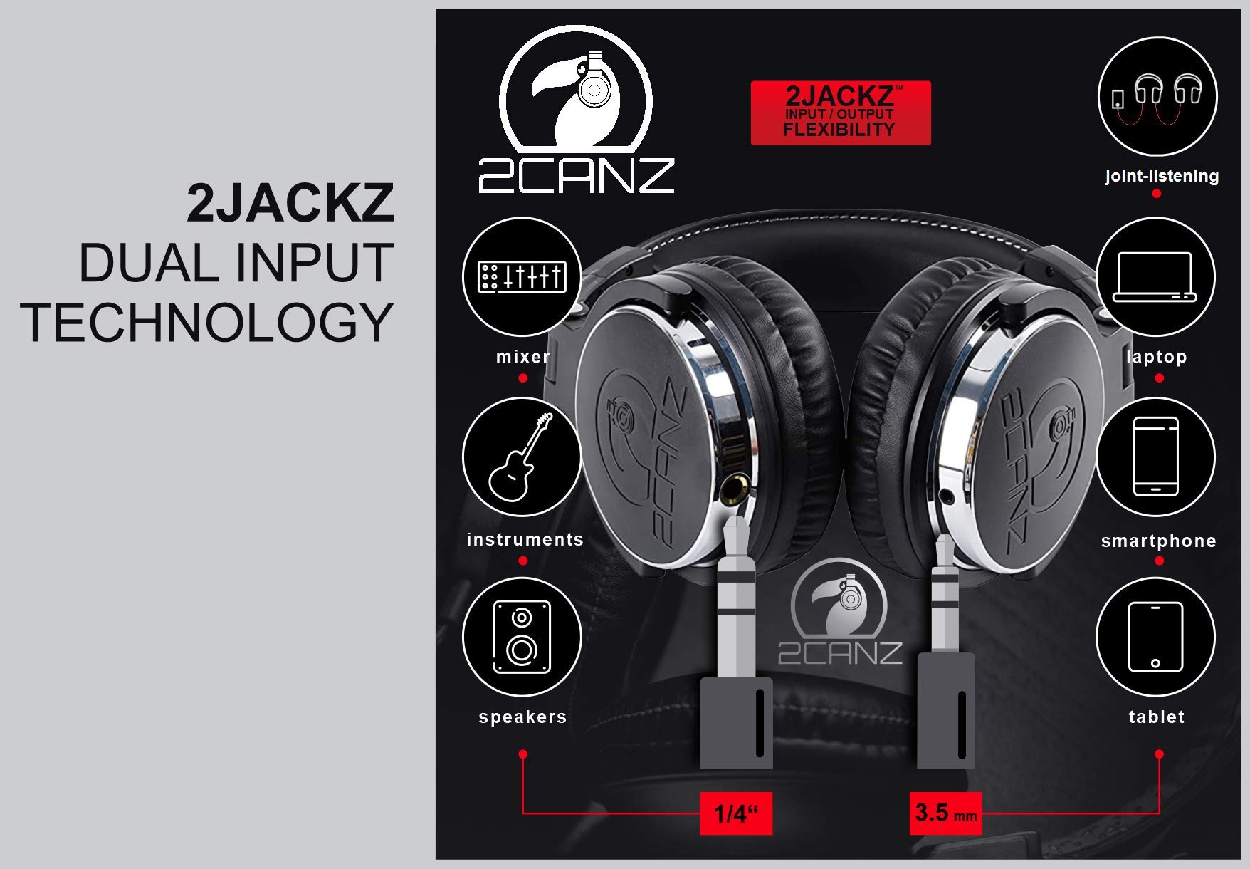 2CANZ Audífonos Profesionales de Diadema con Cable - - Imagen 3