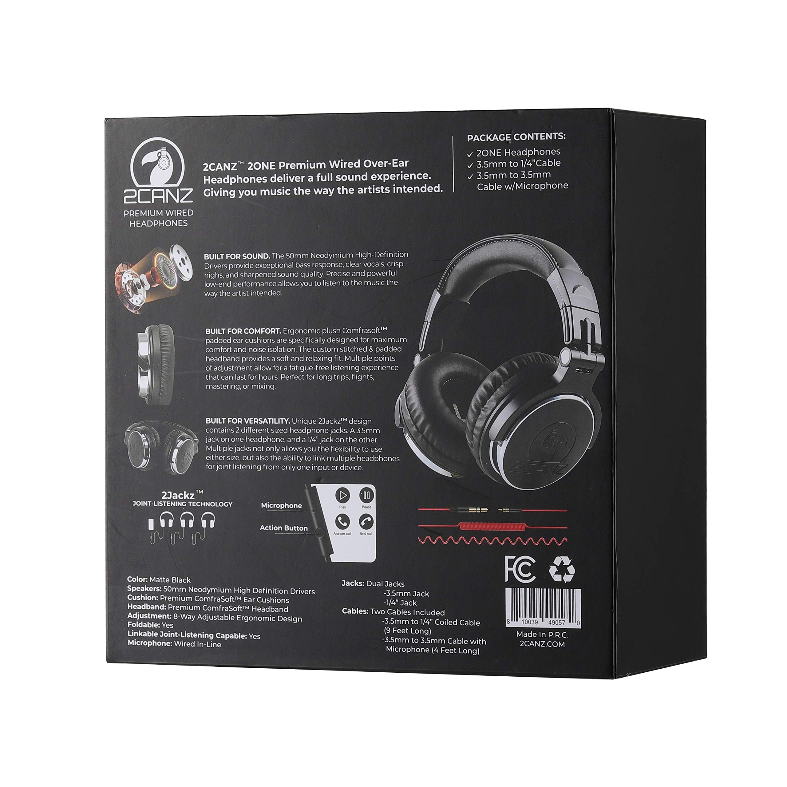 2CANZ Audífonos Profesionales de Diadema con Cable - - Imagen 5