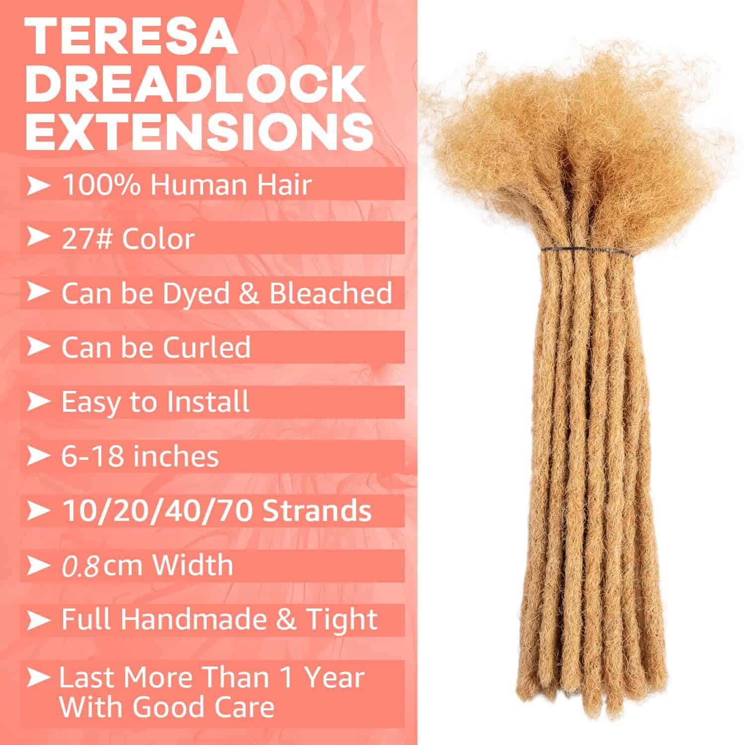 Extensiones de rastas de cabello humano de 8 pulgadas y 20 - Imagen 6