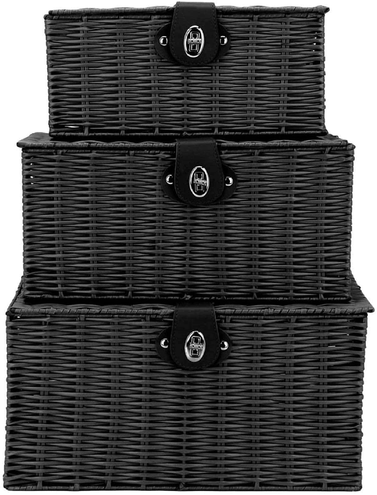 Conjunto de 3 Cestas de Almacenaje Tejidas con Tapa y - Imagen 10