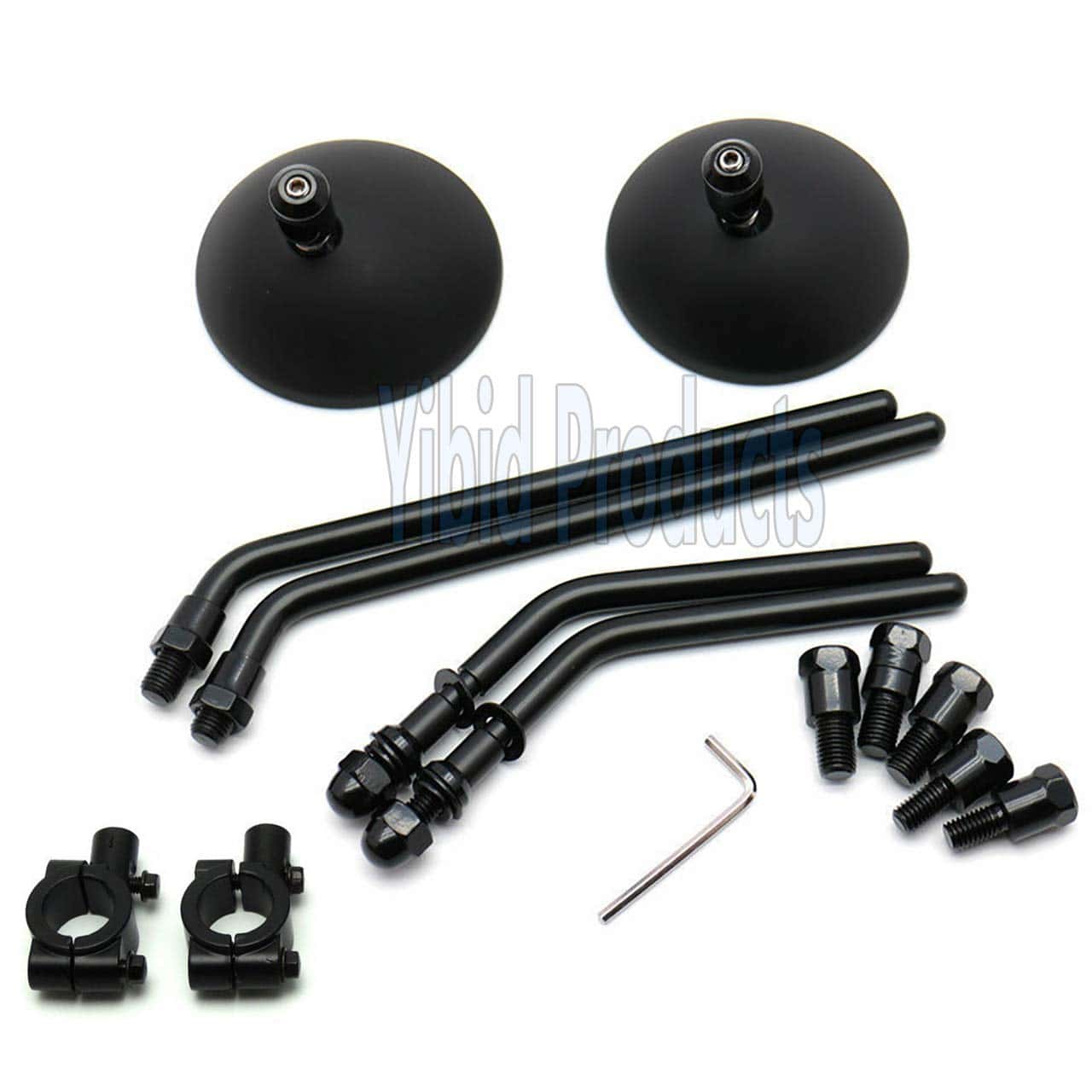 Yibid Espejos Retro Universales Redondos de 3" Negros Mate - Imagen 3