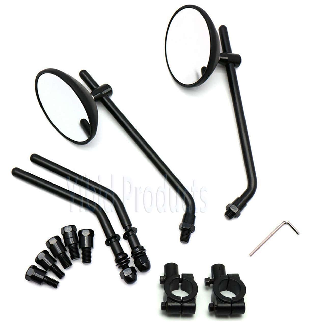 Yibid Espejos Retro Universales Redondos de 3" Negros Mate - Imagen 4