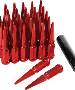 32 Tuercas de Bloqueo de Púas 14x2 Rojo 4.4" Altas