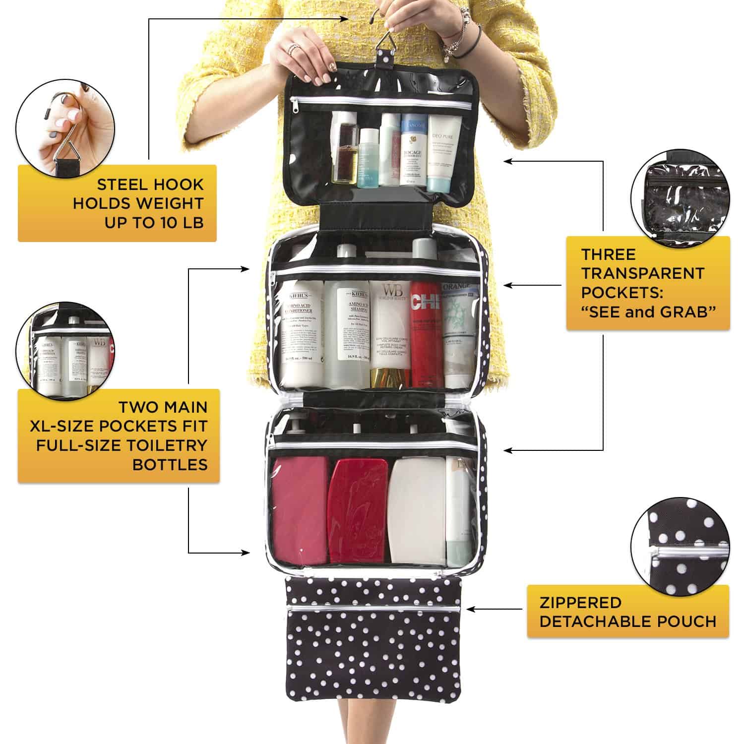 Set de Gran Bolsa de Viaje Colgante para Artículos de - Imagen 6