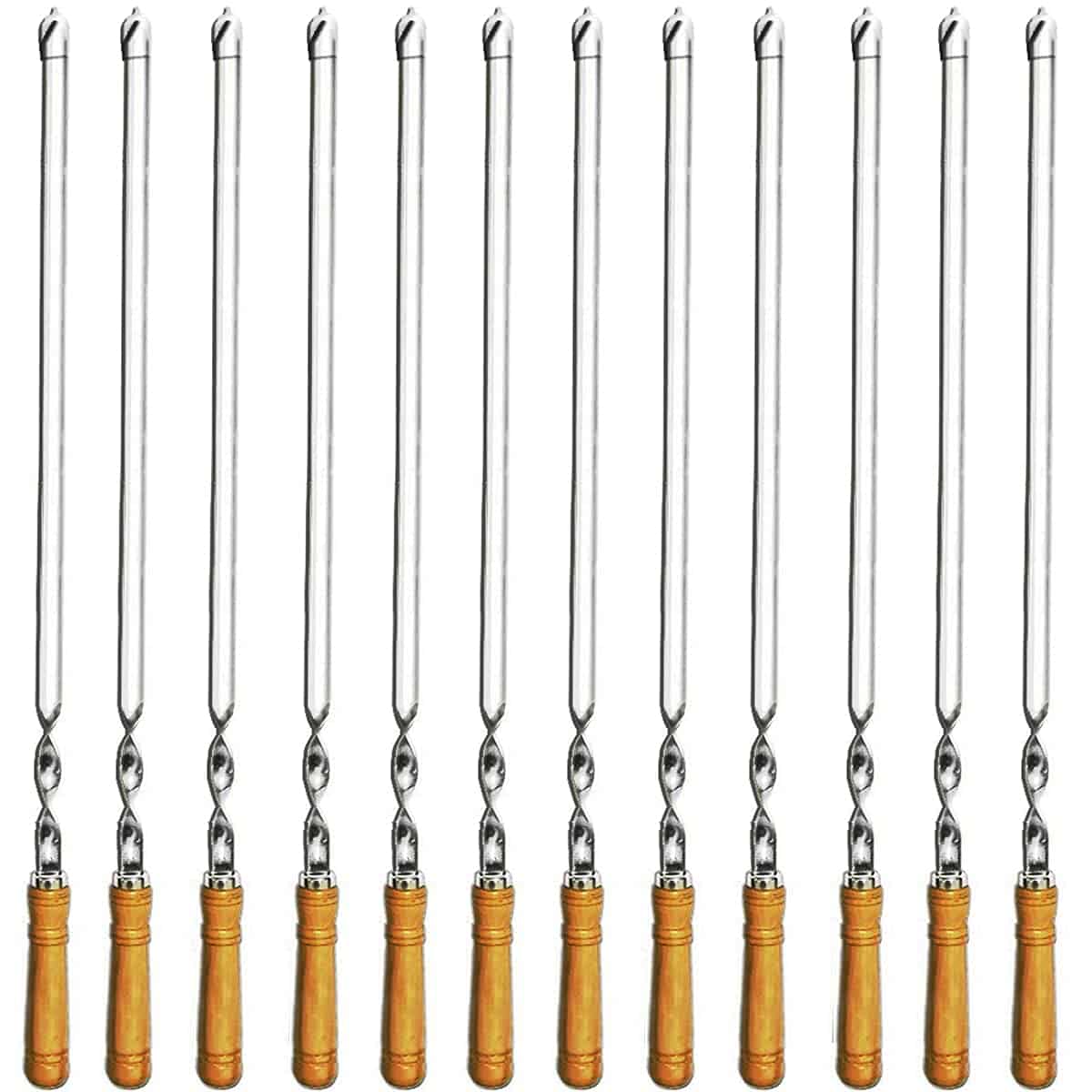 Amestar 12 Pack Kabob Skewers BBQ Brochetas de Acero