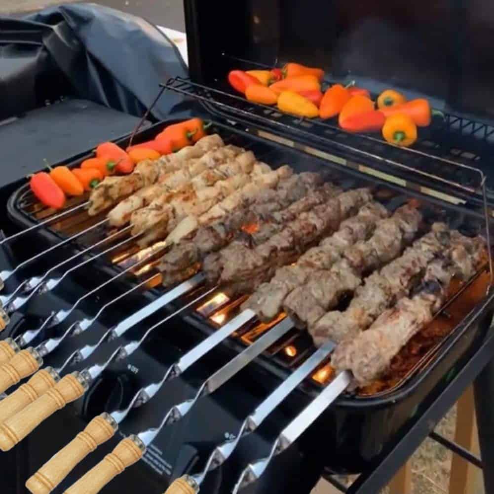 Amestar 12 Pack Kabob Skewers BBQ Brochetas de Acero - Imagen 5