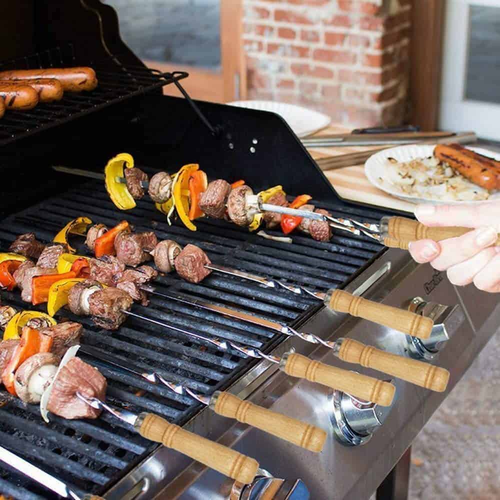 Amestar 12 Pack Kabob Skewers BBQ Brochetas de Acero - Imagen 6