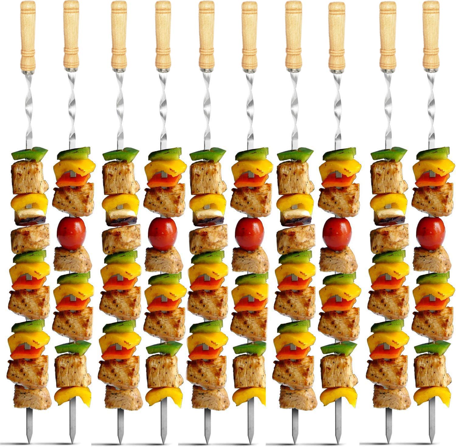 Antallcky 12 Pack Pinchos 22 Pulgadas BBQ Barbecue Acero - Imagen 3