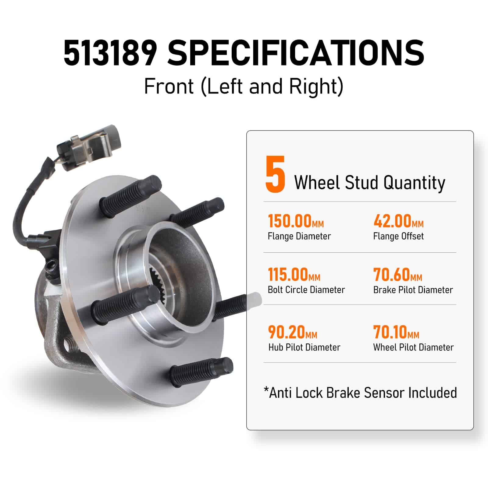 MACEL 513189 Conjunto de rodamiento de rueda delantera y - Imagen 7