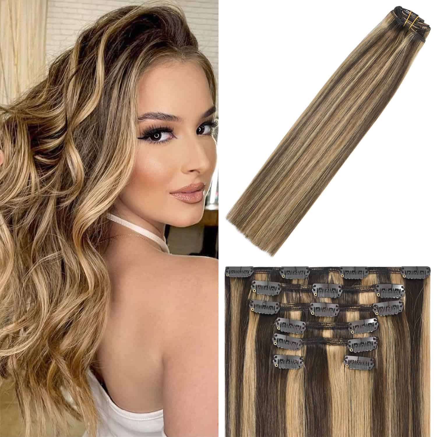 Extensiones de Cabello Clip In de Pelo Humano Balayage de