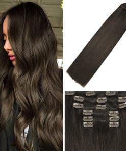 Extensiones de Cabello Clip en Color Café Oscuro para