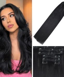 Extensiones de Cabello Clip en Cabello Humano Negro Natural