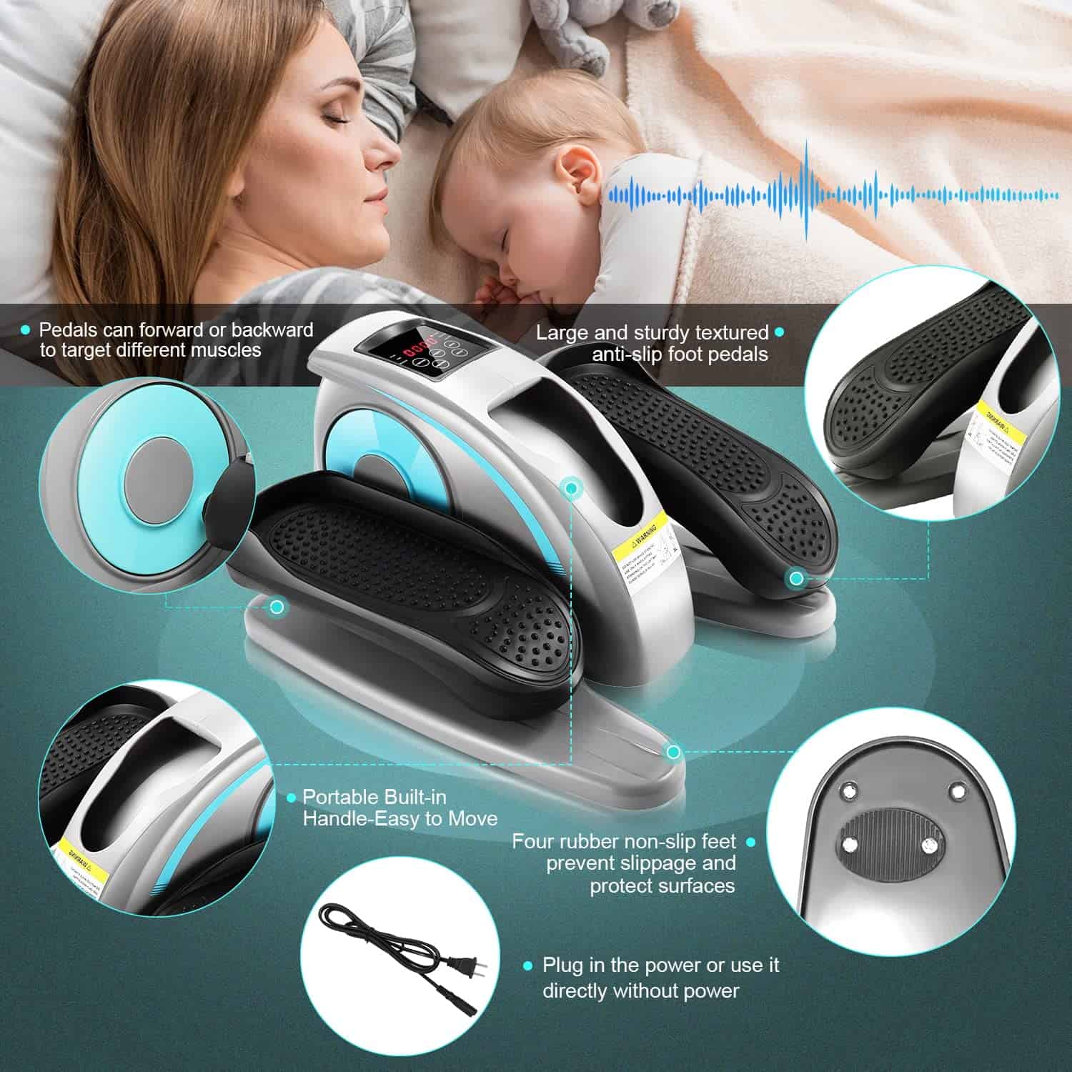 ANCHEER Elíptica Under Desk, Ejercitador de Piernas - Imagen 7