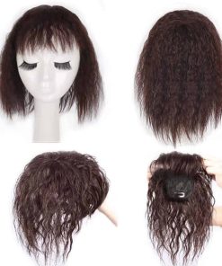 12" Peluca de Pelo Humano Rizada con Flequillo para Cabello