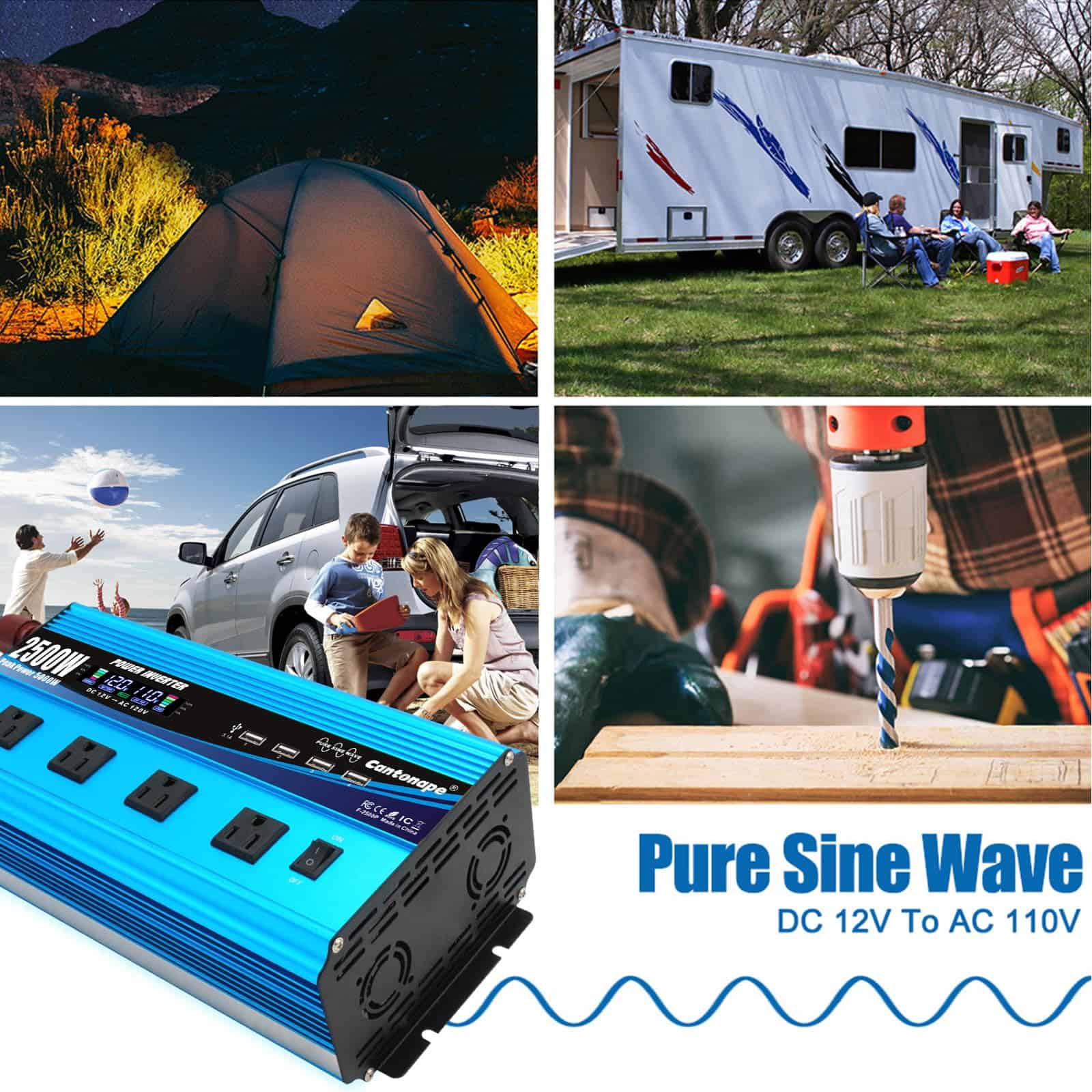 Inversor de onda sinusoidal pura Cantonape 2500W DC 12V a - Imagen 7