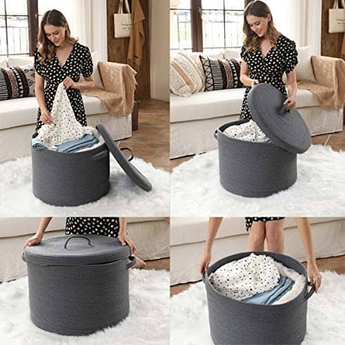 Canasta de Almacenamiento Extra Grande de 20" -Gris Oscuro - Imagen 8