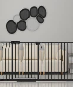 Puerta de Seguridad Extra Ancha para Bebés y Perros, Negra,