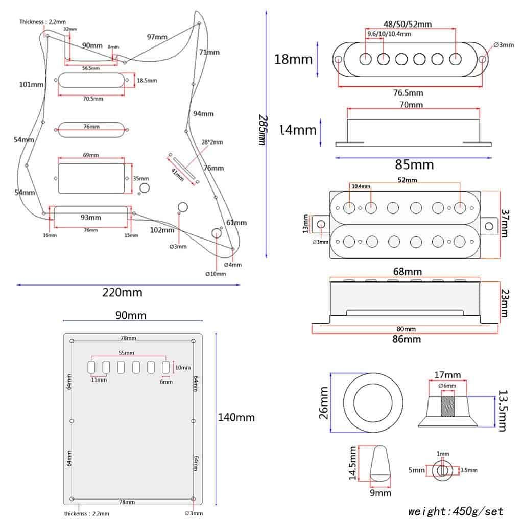 Alnicov Set de Pastillas de Guitarra Eléctrica Prewired SSH - Imagen 8