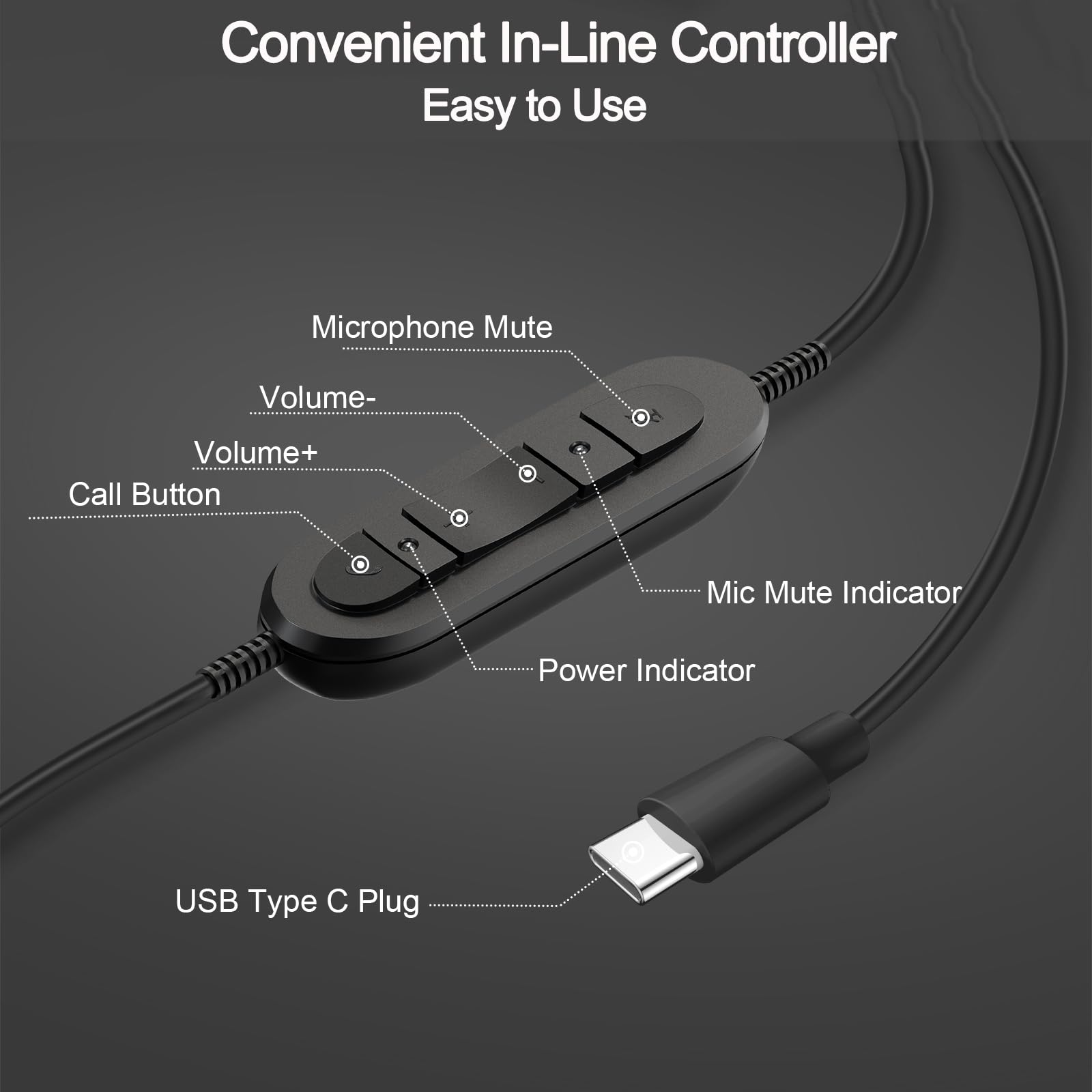 Audífono USB tipo C dorado con micrófono de cancelación de - Imagen 9